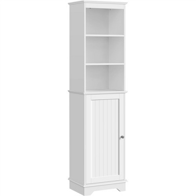 Yaheetech Wooden Bathroom Storage Cabinet With Open Shelves And Door ...