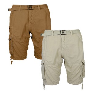 Galaxy By Harvic 2-Pack Men's Vintage Cotton Cargo Belted Shorts (Sizes, 30-42) - 1 of 3