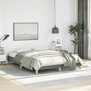 Bed Frame Dark Gray Polyester fabric, Plywood, Engineered wood Full - 1 of 4