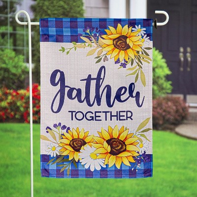Gather Together Sunflower Suede Garden Flag 12 x 18 Inches