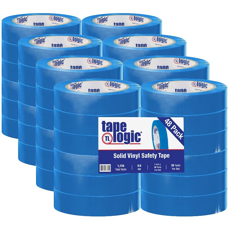 Tape Logic Solid Vinyl Safety Tape 6.0 Mil 1" x 36 yds Blue 48/Case T9136B, 1 of 3