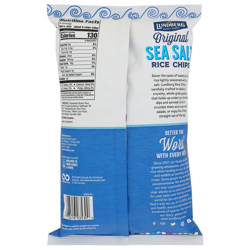 Lundberg Sea Salt Rice Chips - Case of 12/6 oz, 3 of 6