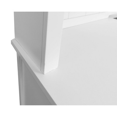 White Modern Wood China Cabinet with Glass Doors