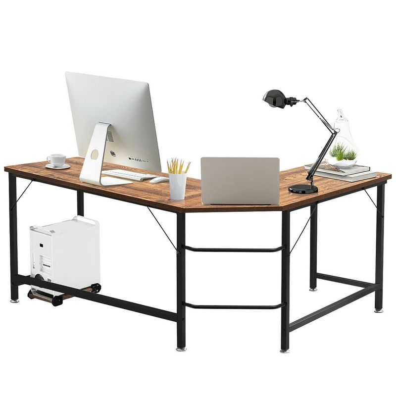 Costway L-Shaped Computer Desk Corner Workstation Study Gaming Table Home Office, 4 of 13