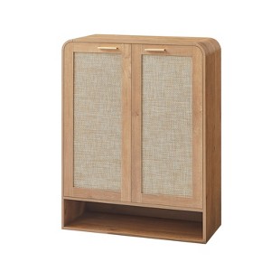 KWPZQEB Rattan Shoe Cabinet, Bohe 6-Tier Shoe Storage Cabinet with 2 Doors & Adjustable Shelves, Wooden Shoes Rack, for Entryway, Hallway, Closet - 1 of 4