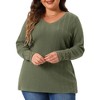 Agnes Orinda Women's Plus Size Long Sleeve V-Neck Decorative Buttons Soft Stretch Knit Blouses - 2 of 4
