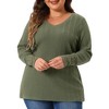 Agnes Orinda Women's Plus Size Long Sleeve V-Neck Decorative Buttons Soft Stretch Knit Blouses - image 2 of 4