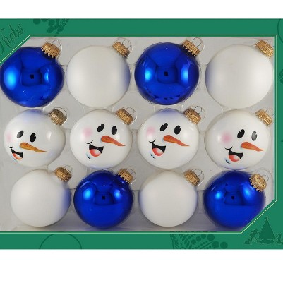 blue and white with snowman face