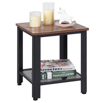 Industrial End Table 2-Tier Side Table W/Storage Shelf  Rustic Sofa Table Black