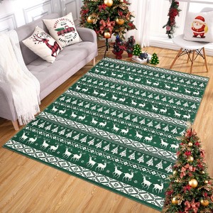 Christmas Area Rug, Washable Snowflake Holiday Accent Rug, Non Slip Low Pile Decorative Boho Carpet for Home - 1 of 4