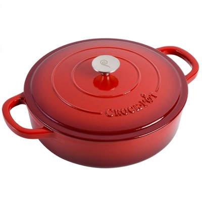 Crock Pot Artisan 7 Quart Round Cast Iron Dutch Oven In Scarlet Red : Target