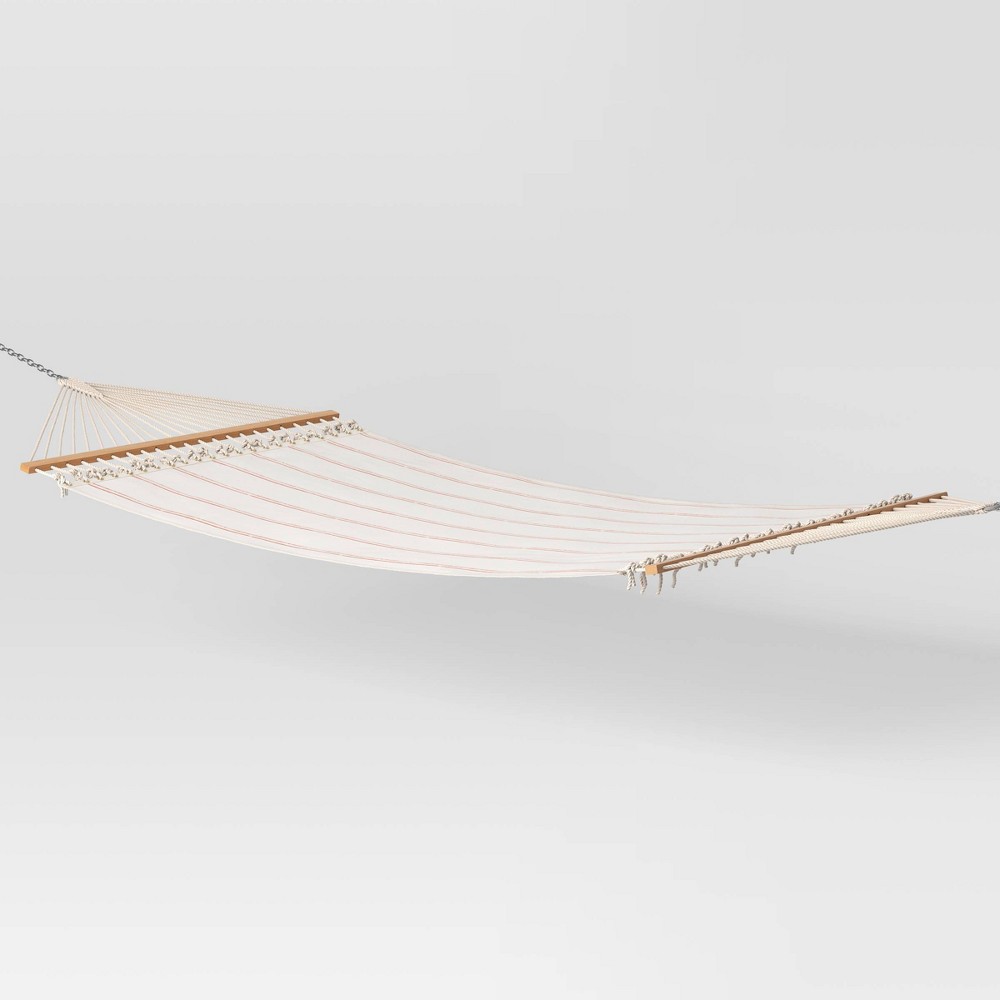 Flat Weave Hammock w/Spreader Bar Striped Ecru - Threshold