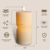LumiPur 3.5"x7" Design Series Ribbed Flickering Flameless LED Wax Pillar Candle Linen White - 4 of 4