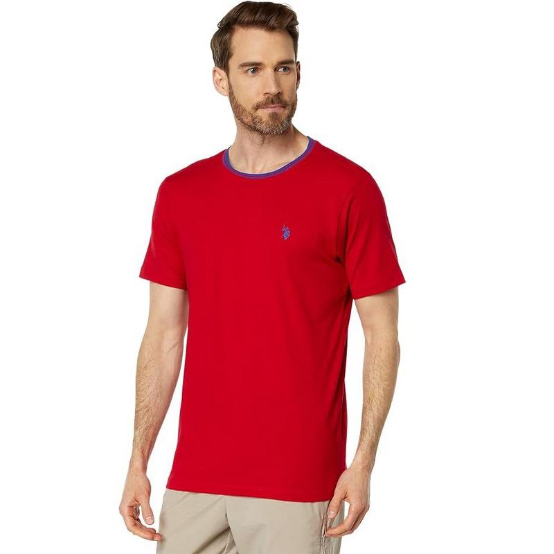 U.S. Polo Assn. Men's Short Sleeve Crew Neck Yarn-Dye Collar Tipped Jersey T-Shirt, 1 of 5
