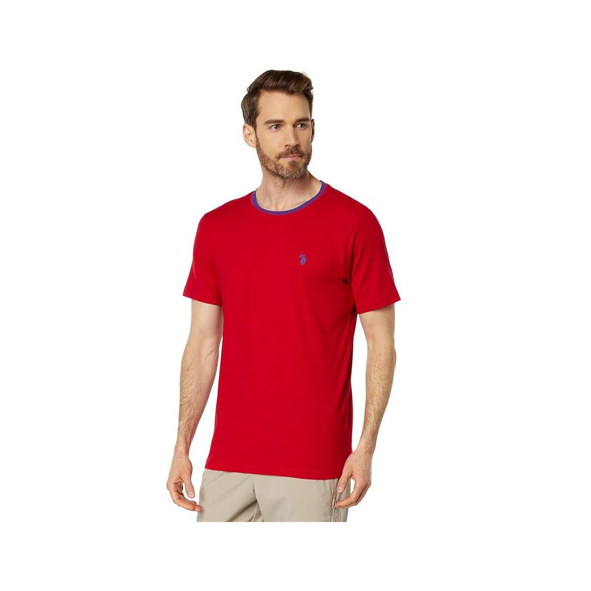 U.S. Polo Assn. Men's Short Sleeve Crew Neck Yarn-Dye Collar Tipped Jersey T-Shirt - thumbnail 7