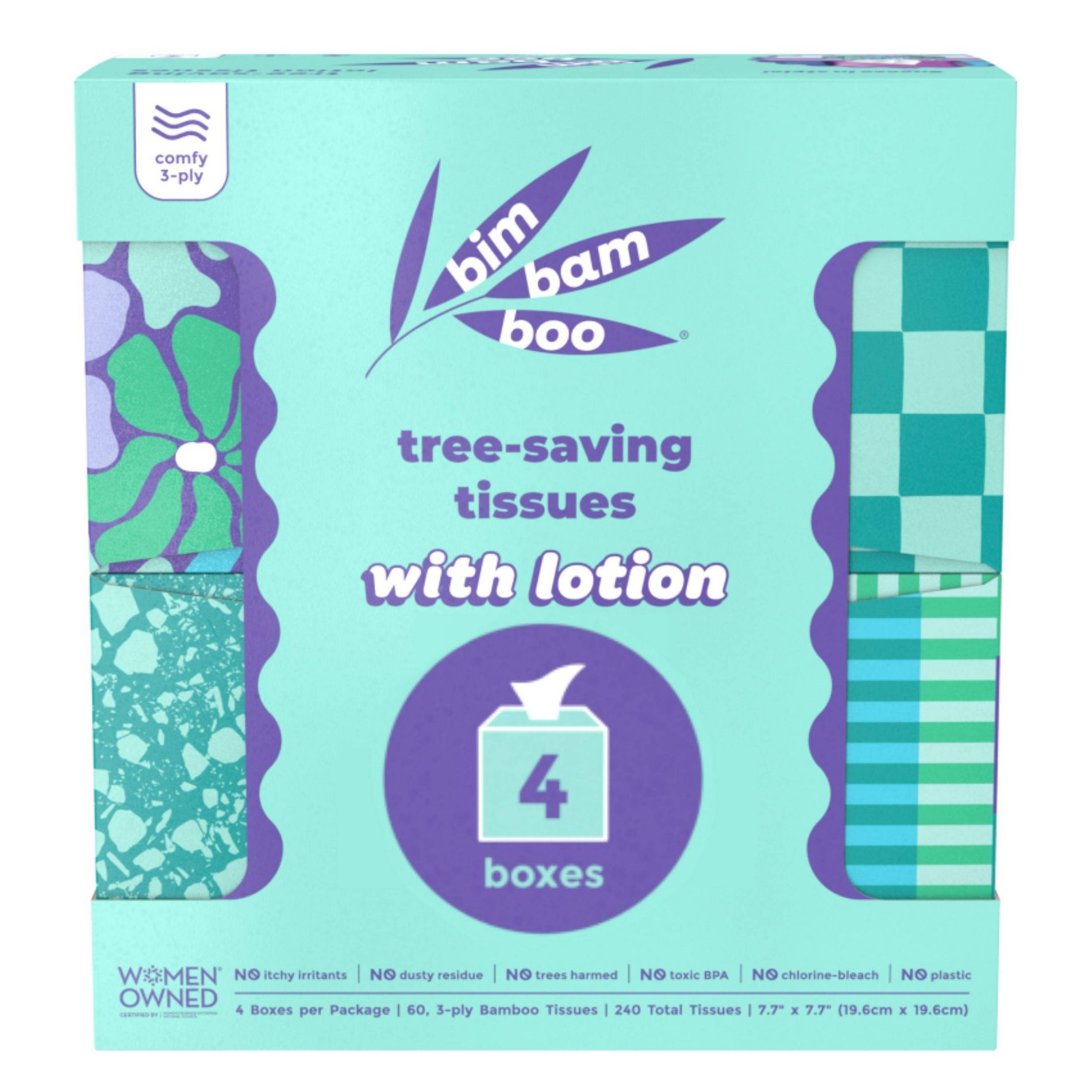 Bim Bam Boo Bamboo Lotion 3-Ply Ultra Soft Facial Tissue - Travel Size
