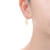 Chic 14K Yellow Gold Elongated Heart Charm Dangle Mini Hoop Earrings for a Touch of Romantic Elegance - 2 of 4