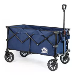 Maxwell Outdoors Collapsible Folding Outdoor All Terrain Utility Cart Camping Wagon with Spacious Storage Volume and More Silence Wheels, Navy