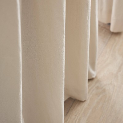 84" Beige Linen Back Tab Room Darkening Curtain Panels