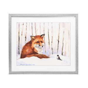 Stupell Industries Meeting of Fox And Sparrow Framed Print Under Glass Art - 1 of 4