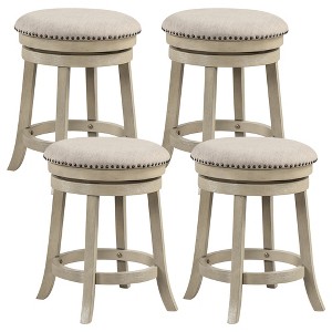 Tangkula 24" Swivel Bar Stools Set of 4 Round Counter Height Barstools w/ Wooden Frame - 1 of 4