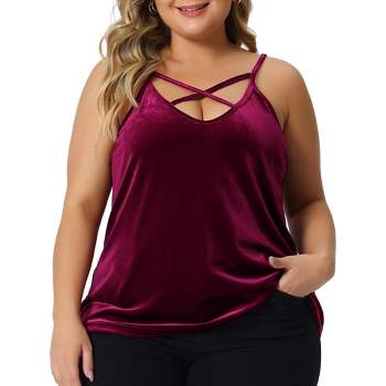 Anyfit Wear 2 Packs Lace Camisoles for Women with Built in Bra Wide Straps  Plus Size Tank Tops Sleeveless Cami Shirts with Pleats Black-White,M 