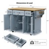 JUJABU 54'' Large Kitchen Island with Rubber Wood Drop Leaf, Rolling Cart with Embossed Texture, 4 Wheels, 4 Doors & 3 Drawers - 4 of 4