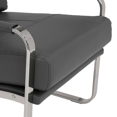 Smoke Gray Leather and Chrome Accent Chair