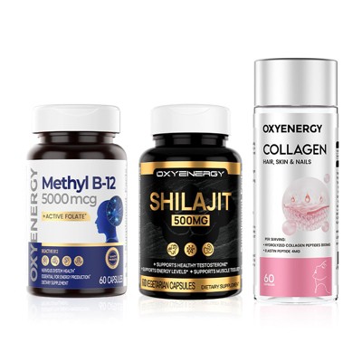 OXYENERGY Methyl B12, Collagen & Shilajit 500mg Bundle