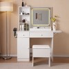 TopComfy Makeup Mirrors Vanity Desk with Mirror Makeup Vanity Desk with Drawers and Cabinet Storage Stool for Bedroom, White, 39.13"*25"*7" - 2 of 4