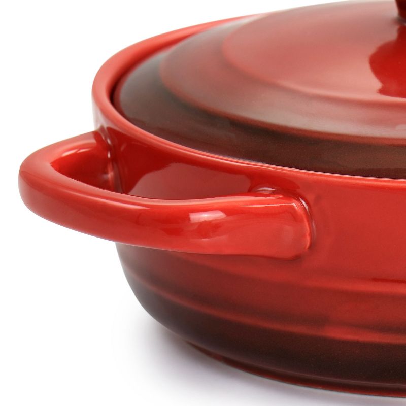 Crockpot Appleton 6 Piece 10 Ounce Stoneware Mini Casserole Set in Red with Lid, 4 of 6