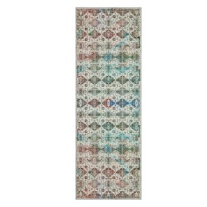 Washable Neutral Area Rugs Vintage Floral Retro Boho Geometric Carpet for Living Room Bedroom Dining Room Nursery Kids Room Hallway Entryway - 1 of 4