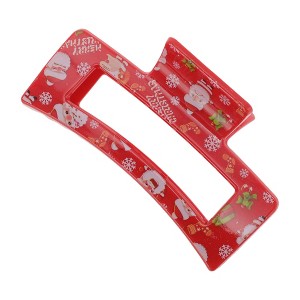 Unique Bargains Christmas Hair Clips Square Santa Claus for Christmas 3.35"x1.77"x1.57" Red 1 Pc - 1 of 4