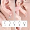Dangle Hoop Earrings for Women 925 Sterling Silver | Trio Charm Design | Hypoallergenic Diamond Jewelry Gifts - 4 of 4