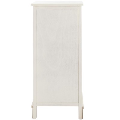 Distressed White Pine Accent Cabinet with Wicker Baskets