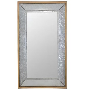 HomeRoots 84" Gray Brown Metal and Wood Framed Leaning Accent Mirror - 1 of 4