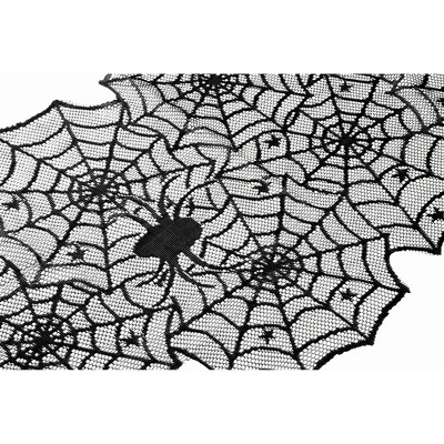 Juvale 2-Pack Halloween Spooky Spider Web Lace Table Runner - Thumbnail 2