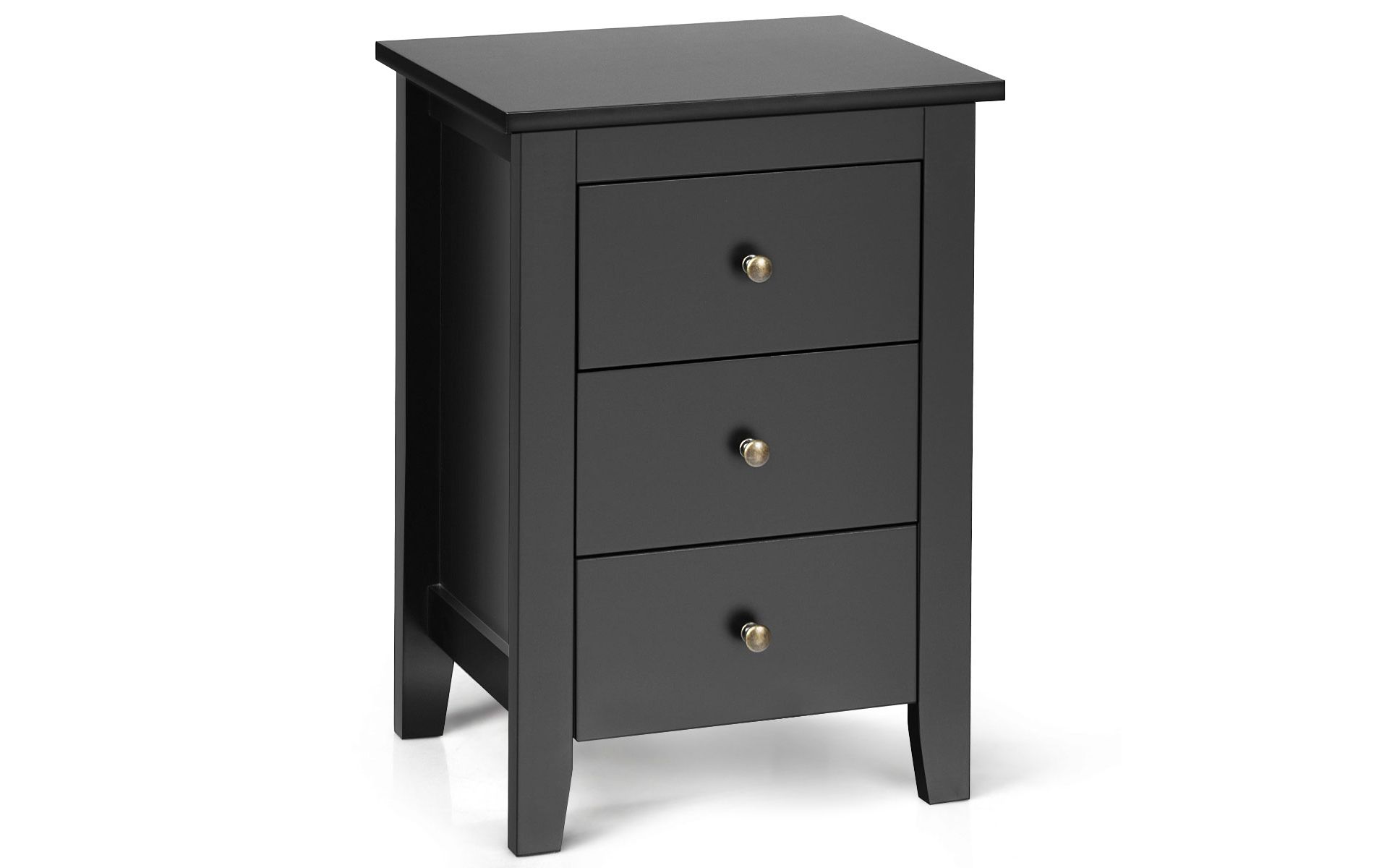 Costway Nightstand End Beside Sofa Table Cabinet w/ 3 Drawers Bedroom Furniture Black