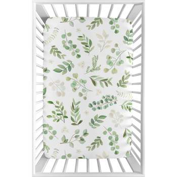 Sweet Jojo Designs Girl Baby Fitted Mini Crib Sheet Botanical Leaf Green and White