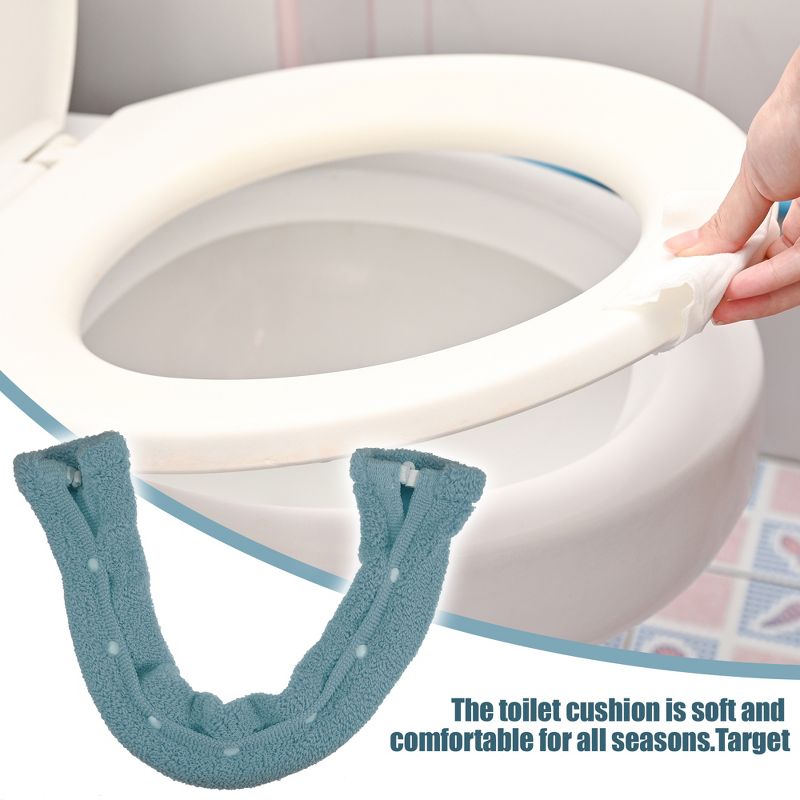 Unique Bargains Washable Reusable Bathroom Soft Warmer Toilet Seat Cover Pad Cushion Lid with Snap 1 Pcs, 2 of 7