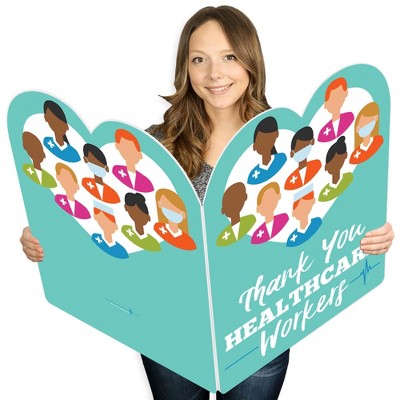 Big Dot of Happiness Thank You Healthcare Workers - Doctor and Nurse Appreciation Giant Greeting Card - Big Shaped Jumborific Card