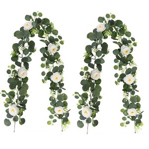 Aghana Digitals 2-Strand 5.9Ft Green Plastic Eucalyptus Garland, 60 Flowers Each (180cm Total) - 1 of 4