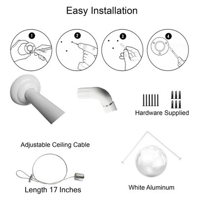 Adjustable White Aluminum Wall Mounted L-Shaped Curtain Rod