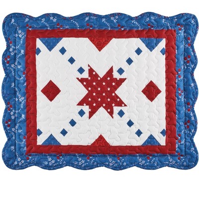 Collections Etc Americana Star Scalloped Edge Pillow Sham