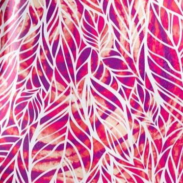 berry pink batik leaf