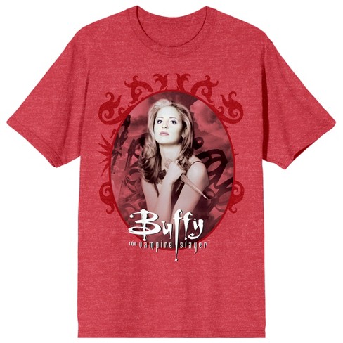 Buffy The Vampire Slayer Buffy In Oval Frame Crew Neck Short Sleeve Red  Heather Women's T-shirt-Medium
