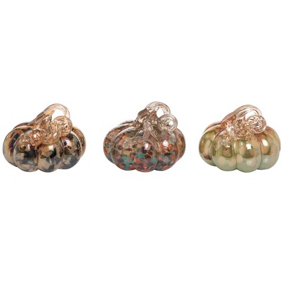 Glass Autumn Speckle Pumpkin Set of 3