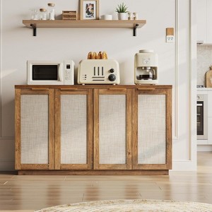 Hommpa 55" 4-Door Rattan Buffet Sideboard Cabinet Multipurpose Dining Room Organizer - 1 of 4