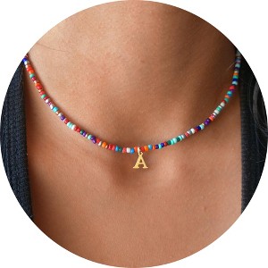 Turandoss Colorful Beaded Initial Necklaces for Girls Women, Gold Choker Necklace for Teen Girl, Teen Girl Gifts Trendy Stuff, Gifts for Girls 8-18 - 1 of 4