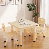Baby Table and 2 Chairs, 60x60 cm Particleboard Tabletop, with Anti-slip Pads and Safety Edge Armrests, Suitable for 2-8 Years Old, Wood Color - 3 of 4